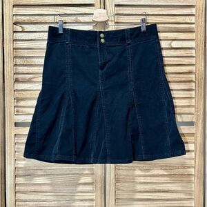Athleta Black Corduroy Mini Skirt 10 Contrast Stitching Snap Pockets Bohemian